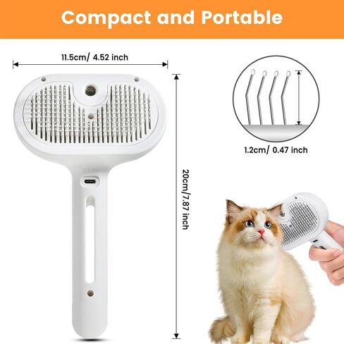 Pet Hair Removal Comb,3-in-1 Cat Brush For Shedding, 2025 New Model,Silent Painless Massage Cleaning Grooming Tool for Cats and Dogs Shedding,with Water Tank and Release Button(Pink) in Kuwait