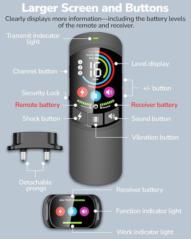 Dog Shock Collar with Remote Control, 3300FT Dog Training Collar with Beep/Vibration/Shock, Security Lock, IPX8 Waterproof Ecollar Rechargeable for Small Medium Large Dogs in Saudi Arabia