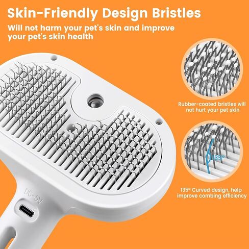 Pet Hair Removal Comb,3-in-1 Cat Brush For Shedding, 2025 New Model,Silent Painless Massage Cleaning Grooming Tool for Cats and Dogs Shedding,with Water Tank and Release Button(Pink) in Kuwait