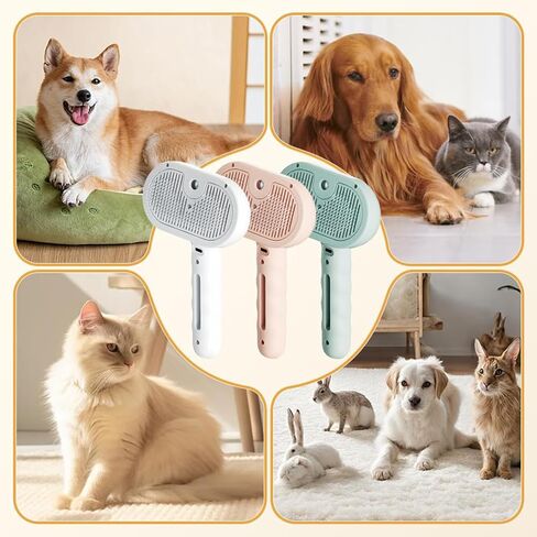 Pet Hair Removal Comb,3-in-1 Cat Brush For Shedding, 2025 New Model,Silent Painless Massage Cleaning Grooming Tool for Cats and Dogs Shedding,with Water Tank and Release Button(Pink) in Kuwait