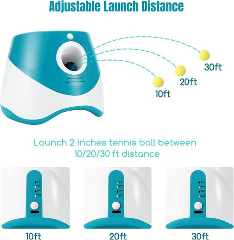 Automatic Dog Ball Launcher – 12 ETPU Balls & Bonus Collapsible Bowl, 3 Distance Settings (20ft/33ft/46ft), Smart Fetch Toy for Small & Medium Dogs, Indoor/Outdoor Use (Green) in Saudi Arabia