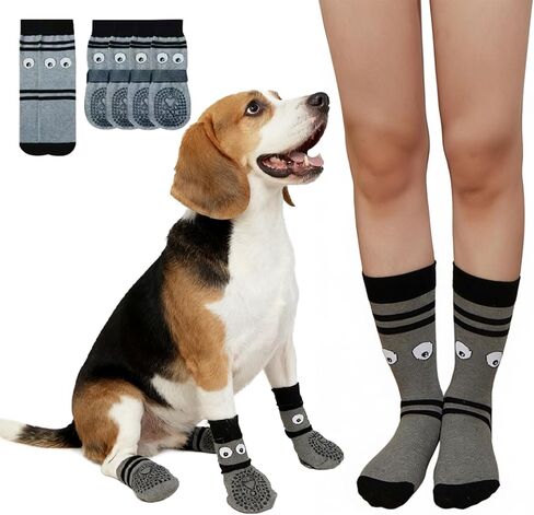 Non-Slip Dog Socks & Owner Sock Set- Extra-Grip, Paw Protection for Senior & Active Dogs in Saudi Arabia