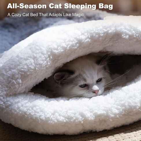 Cat Sleeping Bag 4 in 1 Cute Self Warming Cat Bed Cave with Plush Portable Snuggle Sack/Hideway for Indoor Cats & Small Pets Grey 21×17 Inch in Saudi Arabia