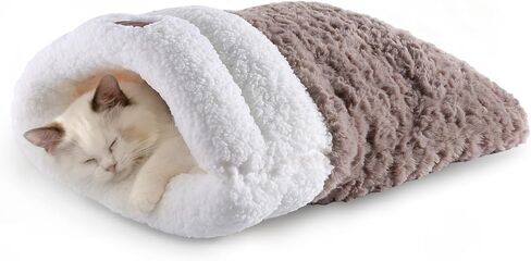 Cat Sleeping Bag 4 in 1 Cute Self Warming Cat Bed Cave with Plush Portable Snuggle Sack/Hideway for Indoor Cats & Small Pets Grey 21×17 Inch in Saudi Arabia