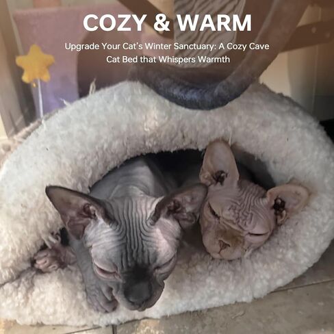 Cat Sleeping Bag 4 in 1 Cute Self Warming Cat Bed Cave with Plush Portable Snuggle Sack/Hideway for Indoor Cats & Small Pets Grey 21×17 Inch in Saudi Arabia
