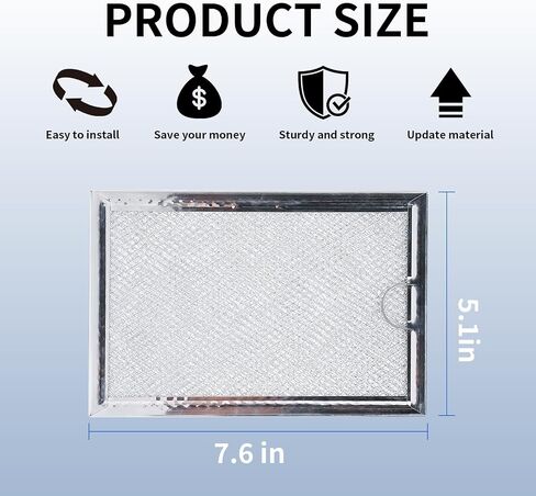 WB06X10608 5304464105 Microwave Grease Filter Replacement - 5 x 7-5/8 Inch Aluminum Mesh Screen - Compatible with Frigidaire & GE Microwaves, Replaces 5304517871 5304478913 5304509444,Pack of 2 in Saudi Arabia