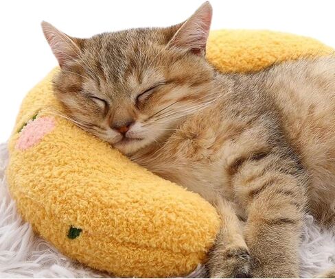 Pillow for Cat, Small Moon Pillow for Kitty, Ultra Soft Cat Pillow Sleeping Improve, 10x6x2 Inch, Machine Washable, Quick-Drying, for Cats & Small Dogs (White) in Saudi Arabia