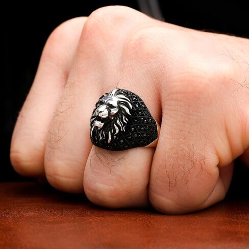 Lion Symbol Ring Men, Symbolic Silver Ring For Men, Men Silver Ring 925 With Stone, Lion Ring For Men, Turkish Ring, Zircon Mens Ring in Saudi Arabia
