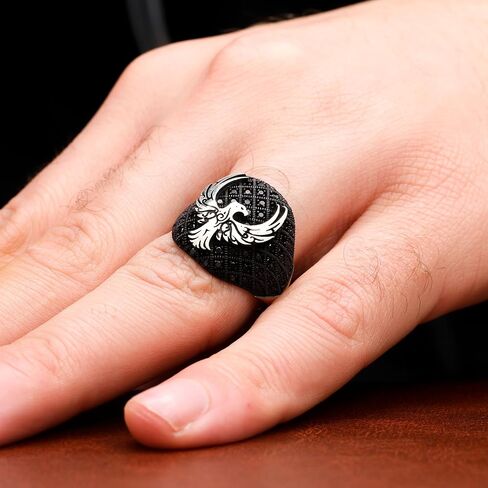 Phoenix Symbol Ring Men, Symbolic Silver Ring For Men, Men Silver Ring 925 With Stone, Animal Ring For Men, Turkish Ring, Zircon Mens Ring in Saudi Arabia
