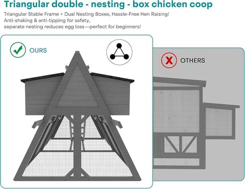 80" Chicken Coop for 2-4 Chickens with Wheels, Outdoor Wooden Hen House w/Nesting Box & Run Cage, Weatherproof for Backyard Poultry Pet Hutch, Removable Tray and Hanging Chicken Feeder in Saudi Arabia