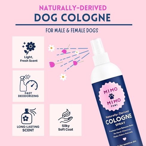Naturally-Derived Dog Cologne Spray, Long-Lasting Deodorizing Odor Control, Freshens Coat Between Baths, No Parabens or Alcohol, Safe For Sensitive Skin, Made In USA, 16 fl oz in Kuwait