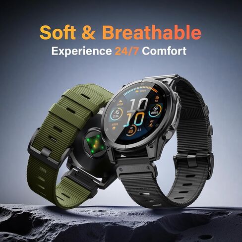 متوافق مع Garmin Fenix ​​5X/7X/Tactix 7 pro، سوار ساعة Quickfit من النايلون مقاس 26 مم لـ Garmin Fenix ​​3/3 HR، Fenix ​​5X Plus/6X/6X Pro/Tactix/Descent MK1/D2 Delta PX/D2 Charlie، أسود in Kuwait