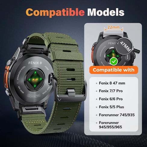 متوافق مع Garmin Fenix ​​5X/7X/Tactix 7 pro، سوار ساعة Quickfit من النايلون مقاس 26 مم لـ Garmin Fenix ​​3/3 HR، Fenix ​​5X Plus/6X/6X Pro/Tactix/Descent MK1/D2 Delta PX/D2 Charlie، أسود in Kuwait