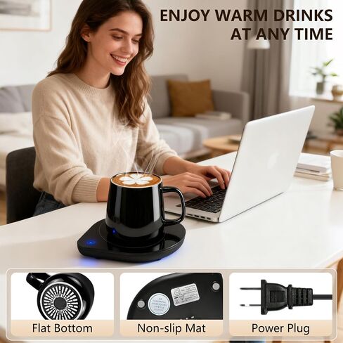 Mug Warmer with Cup Set, Coffee Warmer for Desk, Electric Mug Heater with Adjustable Temperature, 2025 Christmas/Birthday Gifts for Coffee Lover in Saudi Arabia