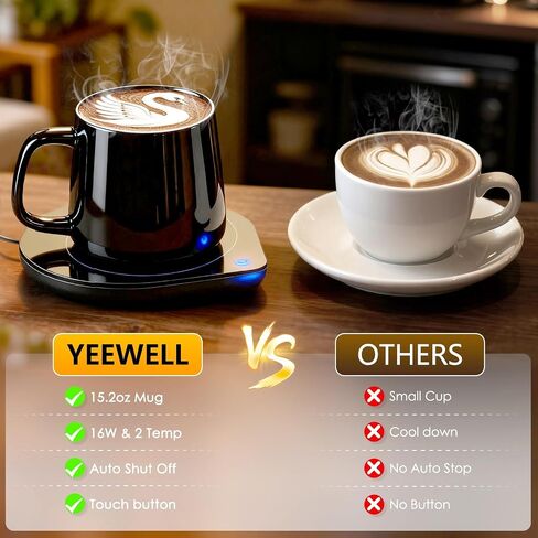 Mug Warmer with Cup Set, Coffee Warmer for Desk, Electric Mug Heater with Adjustable Temperature, 2025 Christmas/Birthday Gifts for Coffee Lover in Saudi Arabia