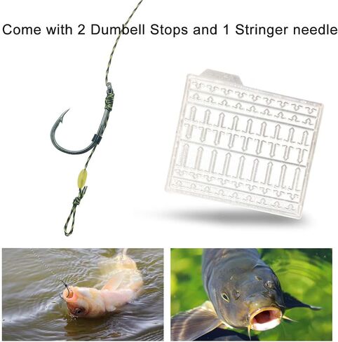YOTO 24PCS-Carp-Fishing-Hair-Rigs، معدات صيد سمك الشبوط مع خطاف واسع، مجموعة صيد سمك الشبوط مع ملحقات صيد سمك الشبوط in Kuwait
