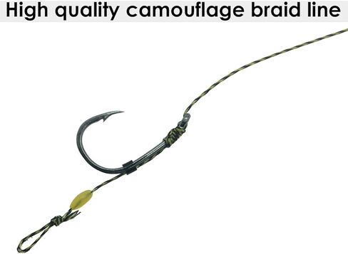 YOTO 24PCS-Carp-Fishing-Hair-Rigs، معدات صيد سمك الشبوط مع خطاف واسع، مجموعة صيد سمك الشبوط مع ملحقات صيد سمك الشبوط in Kuwait