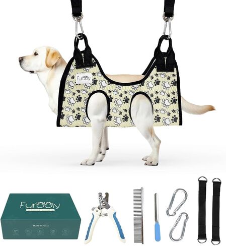 أرجوحة العناية بالكلاب - أرجوحة للقطط والكلاب لمجموعة تقليم الأظافر مع مقص ومشط - حبال متينة للحيوانات الأليفة لتقليم الأظافر - حقيبة قص قماش قابلة للتنفس للحيوانات الأليفة الصغيرة in Kuwait