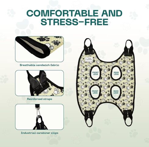 أرجوحة العناية بالكلاب - أرجوحة للقطط والكلاب لمجموعة تقليم الأظافر مع مقص ومشط - حبال متينة للحيوانات الأليفة لتقليم الأظافر - حقيبة قص قماش قابلة للتنفس للحيوانات الأليفة الصغيرة in Kuwait