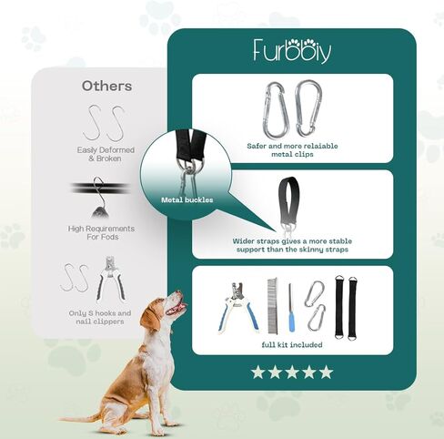 أرجوحة العناية بالكلاب - أرجوحة للقطط والكلاب لمجموعة تقليم الأظافر مع مقص ومشط - حبال متينة للحيوانات الأليفة لتقليم الأظافر - حقيبة قص قماش قابلة للتنفس للحيوانات الأليفة الصغيرة in Kuwait