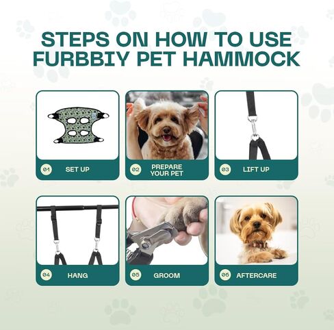 أرجوحة العناية بالكلاب - أرجوحة للقطط والكلاب لمجموعة تقليم الأظافر مع مقص ومشط - حبال متينة للحيوانات الأليفة لتقليم الأظافر - حقيبة قص قماش قابلة للتنفس للحيوانات الأليفة الصغيرة in Kuwait