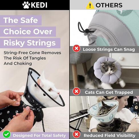 مجموعة مخروطية للتعافي من القطط، سترة ناعمة للحيوانات الأليفة بعد العمليات الجراحية، وياقة، ومخروط حماية غير مهيج للقطط - حل مريح للعناية بالإصابات (أسود، M) in Kuwait