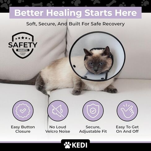 مجموعة مخروطية للتعافي من القطط، سترة ناعمة للحيوانات الأليفة بعد العمليات الجراحية، وياقة، ومخروط حماية غير مهيج للقطط - حل مريح للعناية بالإصابات (أسود، M) in Kuwait
