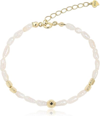 Meissa Dainty Freshwater Pearls Bracelet for Women Girls Silver Pearl Bracelet Simple Gold Bracelet Handmade Hand Chain Birthday Jewelry Gifts, 6-7 Inches in Kuwait
