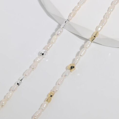 Meissa Dainty Freshwater Pearls Bracelet for Women Girls Silver Pearl Bracelet Simple Gold Bracelet Handmade Hand Chain Birthday Jewelry Gifts, 6-7 Inches in Kuwait