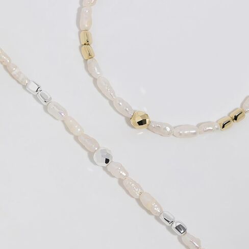 Meissa Dainty Freshwater Pearls Bracelet for Women Girls Silver Pearl Bracelet Simple Gold Bracelet Handmade Hand Chain Birthday Jewelry Gifts, 6-7 Inches in Kuwait
