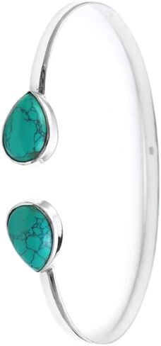 Blue Turquoise bangle, cuff bangle, 925 sterling silver bangle, Southwestern bangle, Adjustable Bangle, boho style, Unique Jewelry, Victorian Jewelry, Pear Gemstone, Bohemian Bracelet, Gift For Her in Saudi Arabia