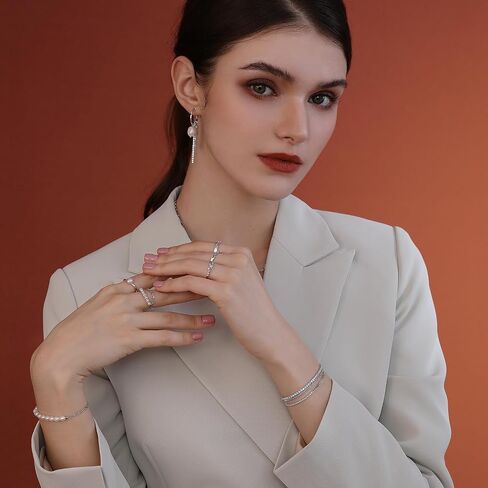 Meissa سوار ذهب وردي للنساء نصف تنس نصف مشبك ورق سلسلة 925 فضة قابل للتعديل مجوهرات لذيذة 6 إلى 7 بوصات in Saudi Arabia