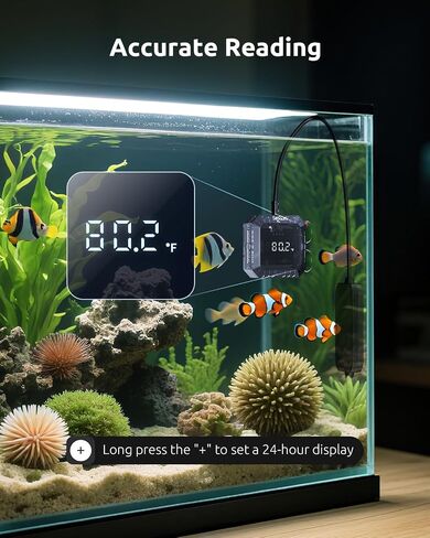ميزان حرارة حوض السمك غاطس، موازين حرارة رقمية لخزان الأسماك مع USB للخزان الزجاجي، مقياس درجة حرارة أحواض السمك ±1℉ دقيق، مناسب للأسماك أو السلاحف أو المياه المالحة أو المياه العذبة، سلك طاقة بطول 6.56 قدم in Kuwait