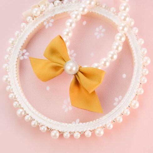 Dog Necklace Beautiful Gift Dog Leash Pet Accessories Jewelry Dress Up Bow Pet Decorative Cats Collar(S 20-26cm,Pink) in Saudi Arabia