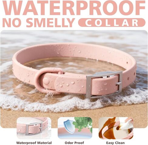 Waterproof Dog Collar, Easy Clean & Odor-Proof Soft PVC Collar with Corrosion Resistant Metal Buckle for Water Dogs, Adjustable 11-15 inches for Medium to Small Dogs in Saudi Arabia