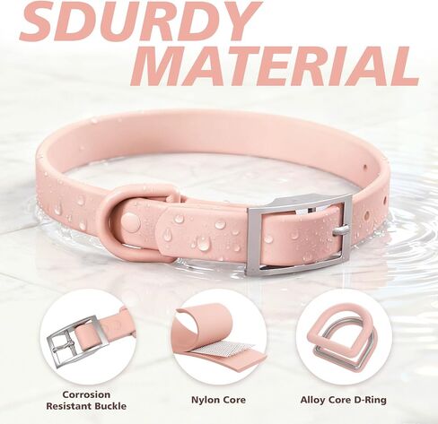 Waterproof Dog Collar, Easy Clean & Odor-Proof Soft PVC Collar with Corrosion Resistant Metal Buckle for Water Dogs, Adjustable 11-15 inches for Medium to Small Dogs in Saudi Arabia