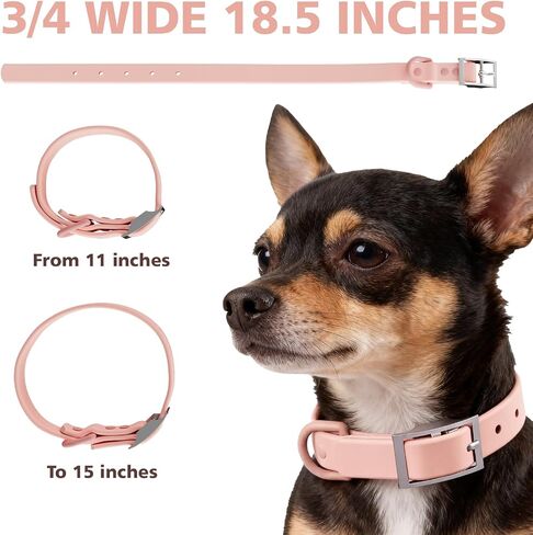 Waterproof Dog Collar, Easy Clean & Odor-Proof Soft PVC Collar with Corrosion Resistant Metal Buckle for Water Dogs, Adjustable 11-15 inches for Medium to Small Dogs in Saudi Arabia