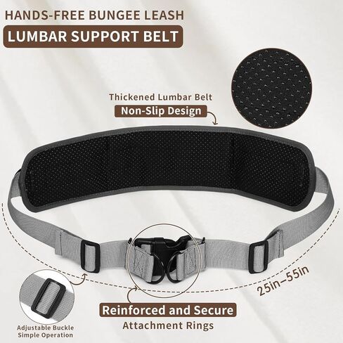 Tails & Tales Hands Free Dog Leash with Waist Pouch, Lumbar Support Upgraded, Bungee Reflective Leash, Adjustable Belt 25-55", Walking Running Hiking Training for Dogs Up to 125lbs (Black, One Dog) in Kuwait