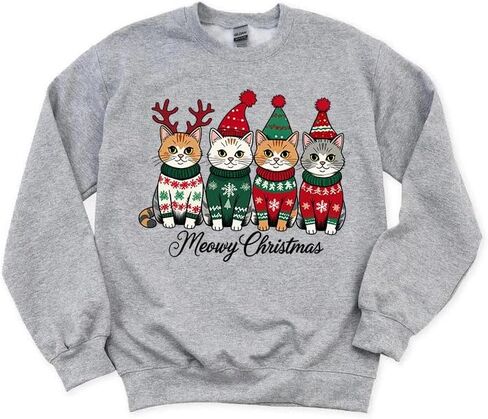Christmas Holiday Sweatshirt - Colorful Meowy Christmas Holiday Season in Saudi Arabia