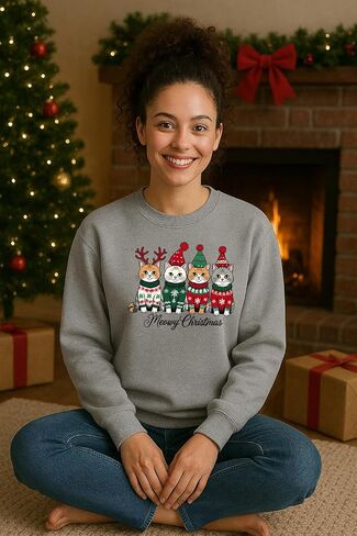 Christmas Holiday Sweatshirt - Colorful Meowy Christmas Holiday Season in Saudi Arabia