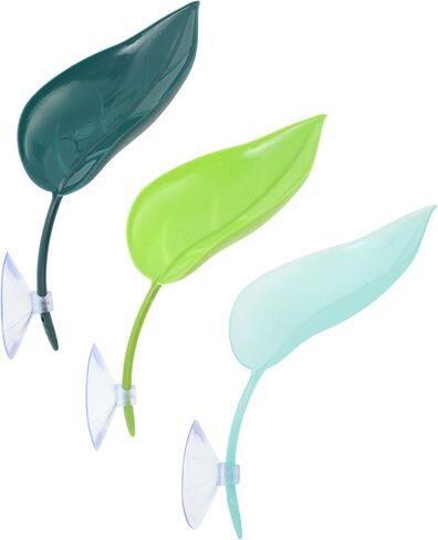 Frog Habitat Leaves, Artificial Plant Decoration with Suction Cups, Reptile Tank Decoration for Leopard Gecko Frog Lizards, Blue, 3 Pcs in Saudi Arabia