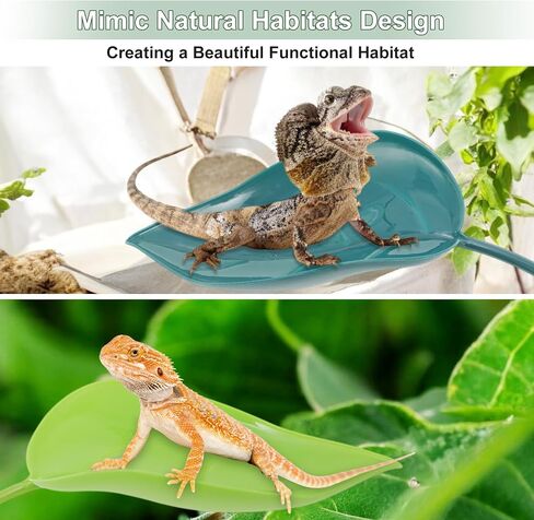 Frog Habitat Leaves, Artificial Plant Decoration with Suction Cups, Reptile Tank Decoration for Leopard Gecko Frog Lizards, Blue, 3 Pcs in Saudi Arabia