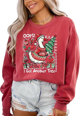 Comfort Colors, Funny Christmas Goose Sweatshirt: Oops I Got Another Tree in Saudi Arabia
