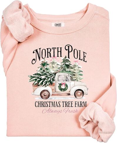 Comfort Colors North Pole Christmas Sweatshirt, Retro North Pole Christmas Sweatshirt, Xmas Tree Shirt Gift in Saudi Arabia