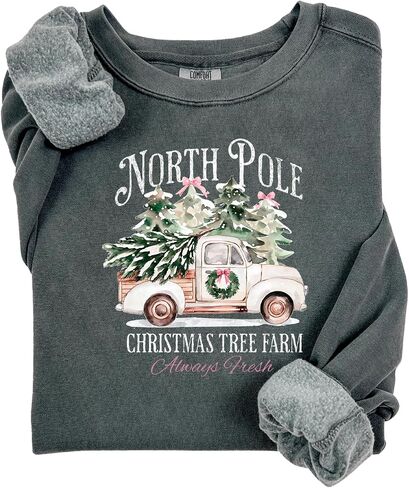 Comfort Colors North Pole Christmas Sweatshirt, Retro North Pole Christmas Sweatshirt, Xmas Tree Shirt Gift in Saudi Arabia