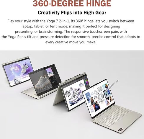 Lenovo Yoga 7 2-in-1 محمول شاشة تعمل باللمس ، شاشة IPS 16 "2K ، Intel Core Ultra 7 155U ، 16GB LPDDR5X RAM ، 1TB M.2 PCIE SSD ، Photeprint ، Backlit KB ، FHD IR WebCAM ، WIFI 6E ، LIFETIME MS ، Win 11 W/COPILOT in Kuwait