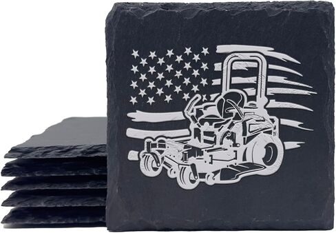 4-Piece Forklift, Warehouse Clipar, Heavy Equipmen With American Flag Personalized Custom Engraving Coasters for Drinks Engraved Slate, Handmade Coasters in Saudi Arabia