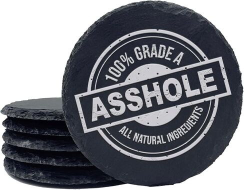 8-Piece 100% Grade a Asshole, All Natural Ingredients Personalized Custom Engraving Coasters for Drinks Engraved Slate, Handmade Coasters in Saudi Arabia