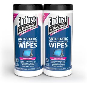 Endust For Electronics; Anti-Static Screen & Surface Cleaning Wipes; For Tablet, E-Reader, Monitor, Laptop, Phone, TV, and More; Pre-Moistened, Alcohol & Ammonia Free, 140 Wipes (Pack of 2) in Kuwait