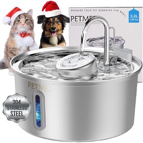 Luxury Smart Pet Fountain 2026 – 3.2L/108oz Stainless Steel Automatic Cat & Dog Water Fountain, Indoor Pet Water Dispenser with LED Light, Quiet Pump, Dual Flow Modes, 4-Layer Filter, Dishwasher Safe in Saudi Arabia